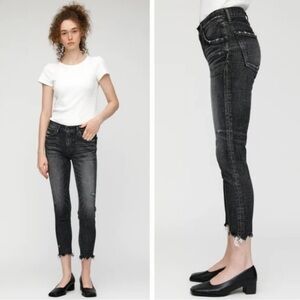 Moussy Vintage Checotah Distressed Skinny Jeans in Black Size 26